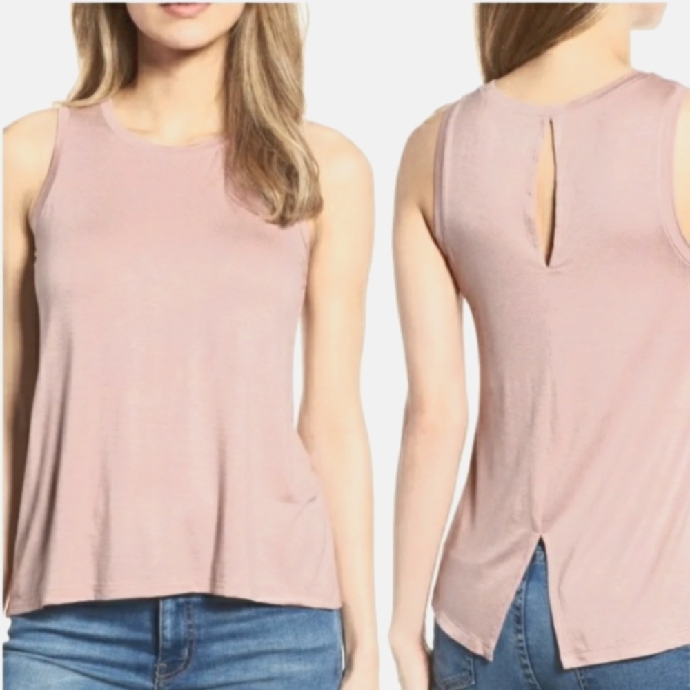 Halogen Crew Neck Hi-Low Tank Top
